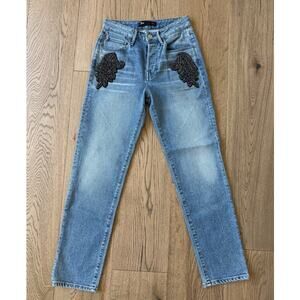 3x1 NYC Burke Beaded Boyfriend Jeans Sz 26 Made USA Light Wash Designer Denim